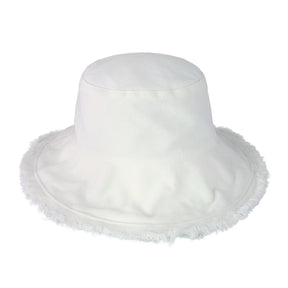 Wide Brim Frayed Bucket Hat