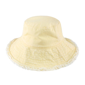 white wanila Frayed Bucket Hat