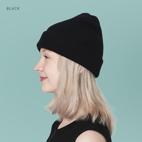 black Fur Pom Pom Cap