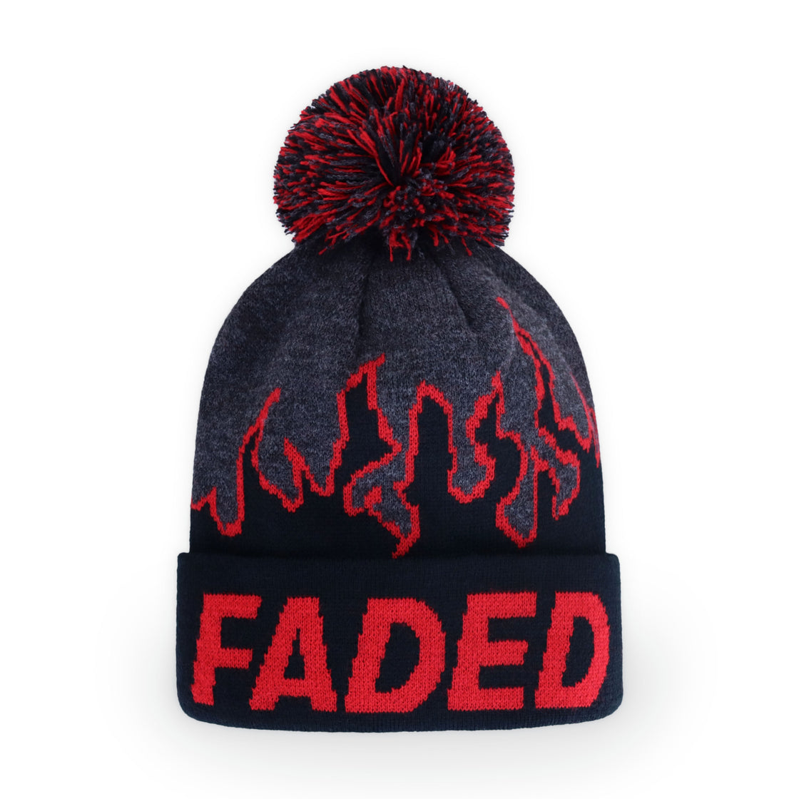 black Faded Pom Beanie