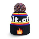 black Lit Design Pom Beanie