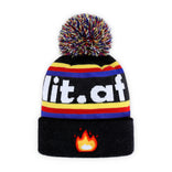 black Lit Design Pom Beanie