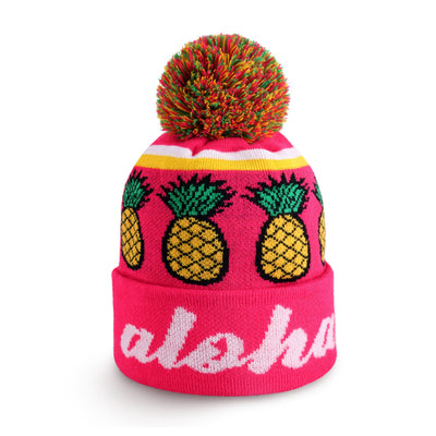 pink Aloha Pom Beanie