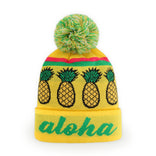 yellow Design Pom Beanie