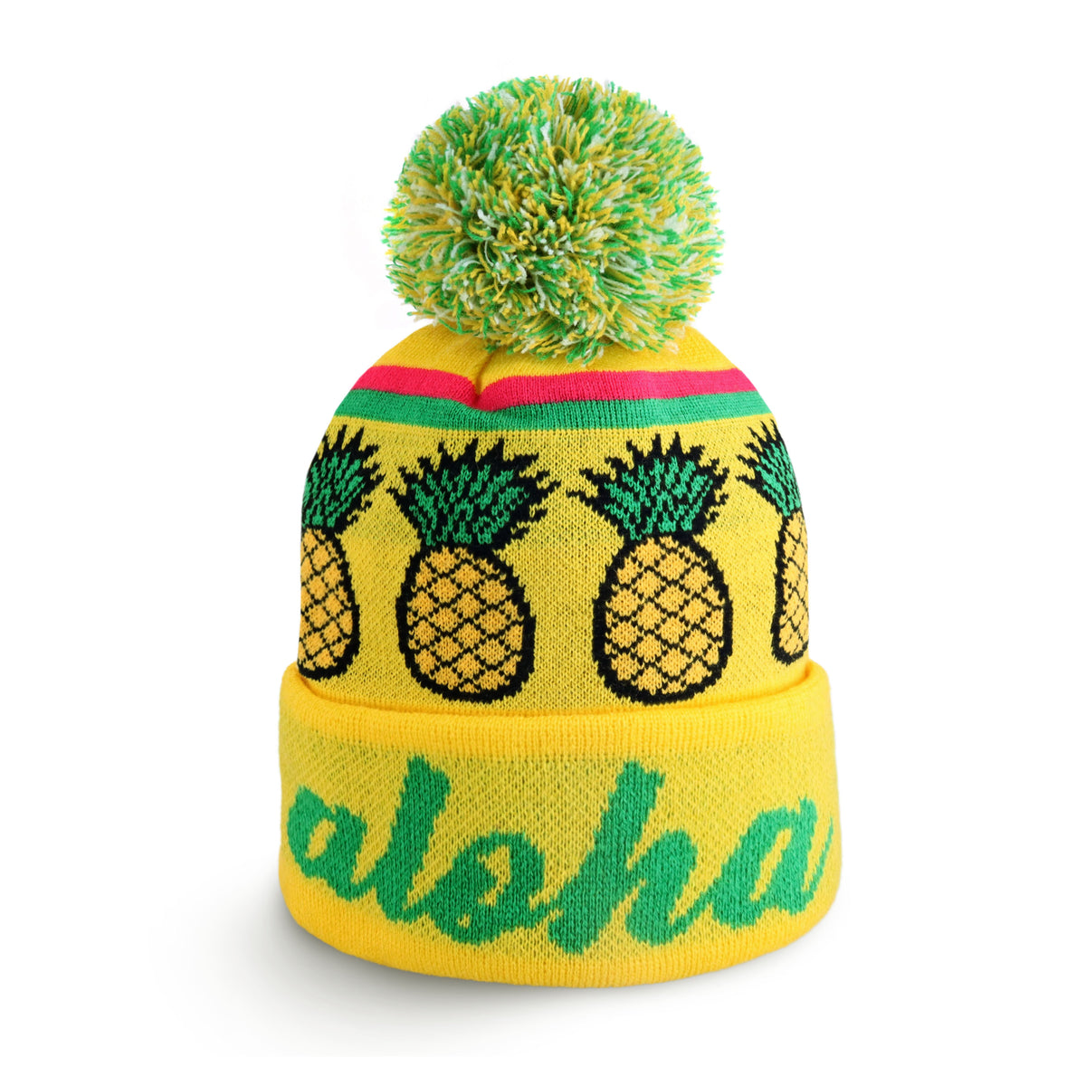Gold Aloha Pom Beanie