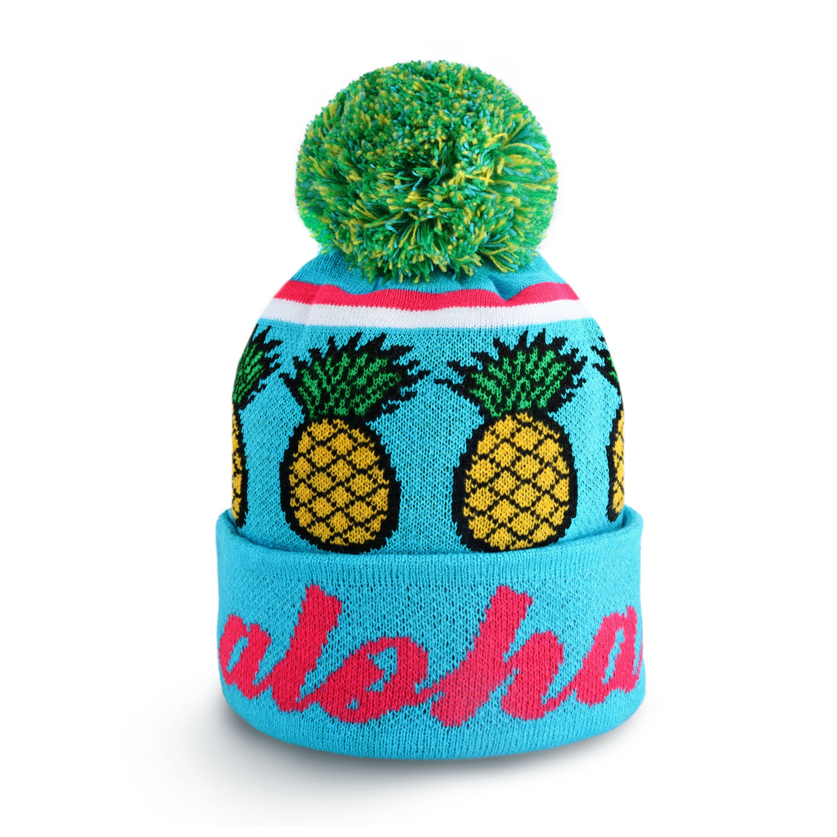blue Aloha Pom Beanie