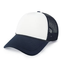 white Navy Two Tone Foam Trucker Hat