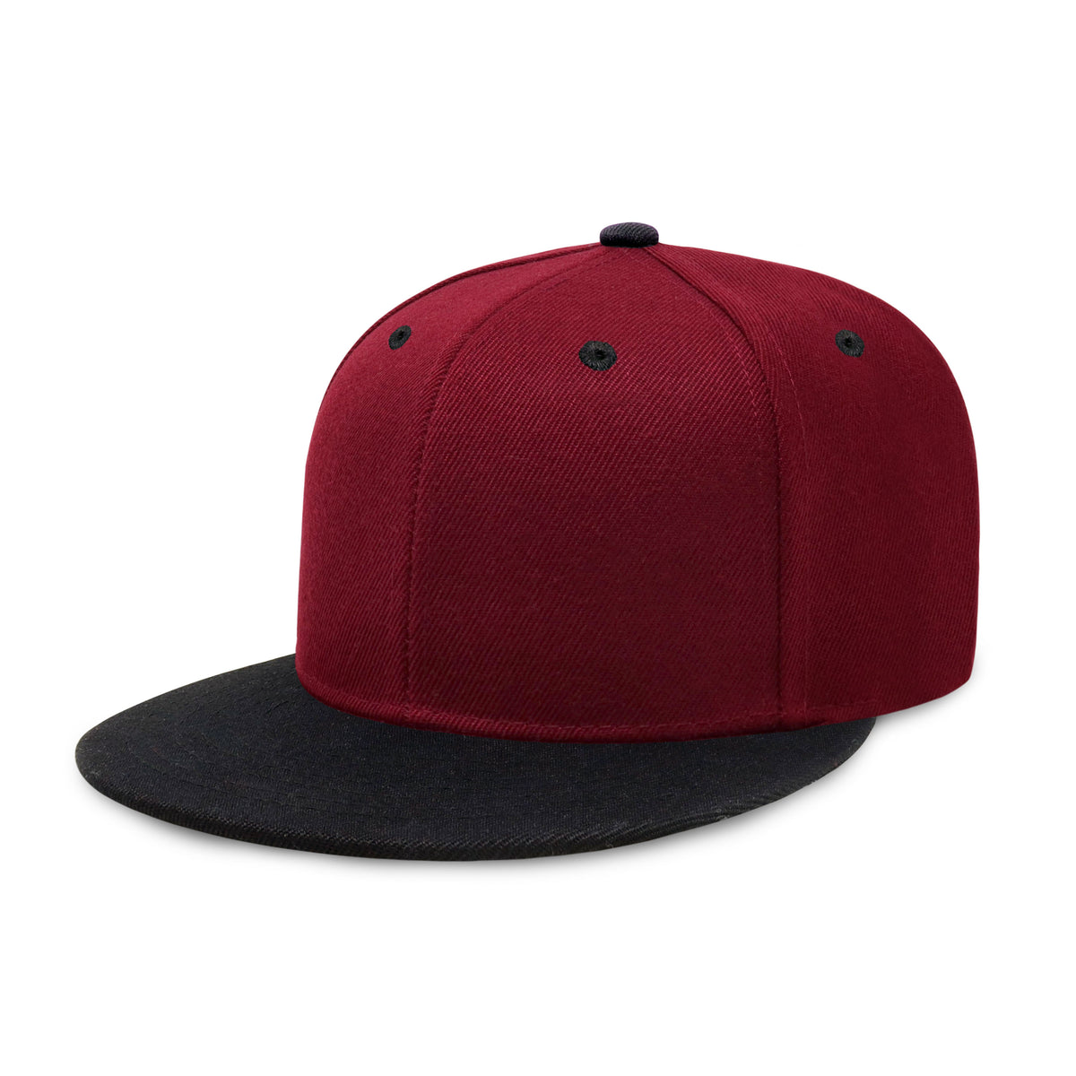 Black Burgundy Plain Two Tone Snapback Hat