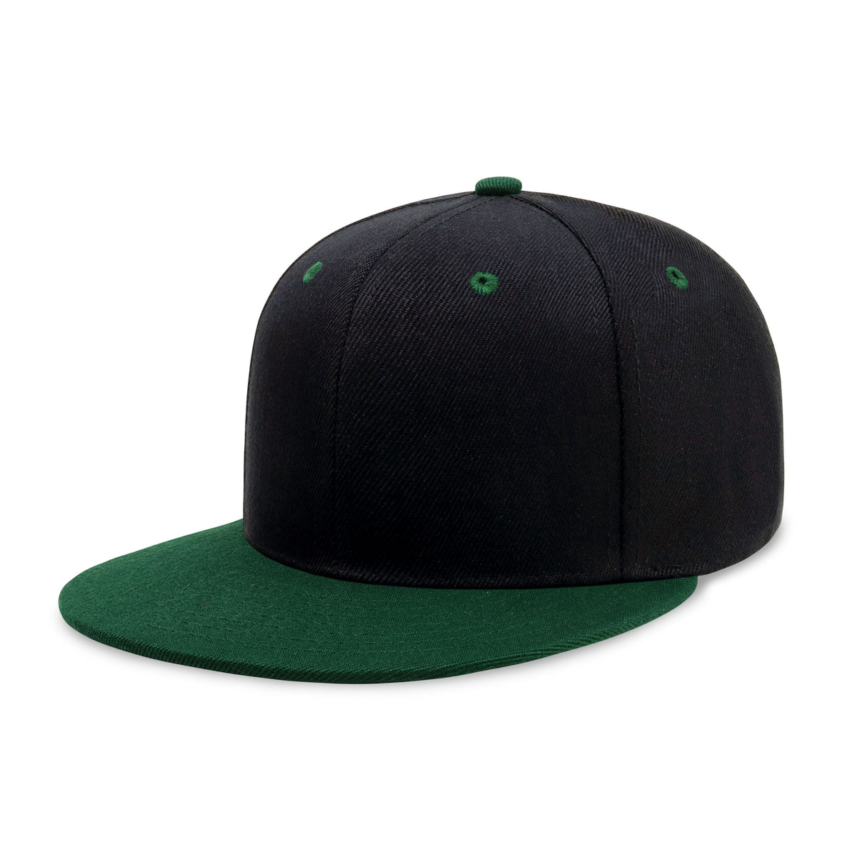 Black Green Plain Two Tone Snapback Hat