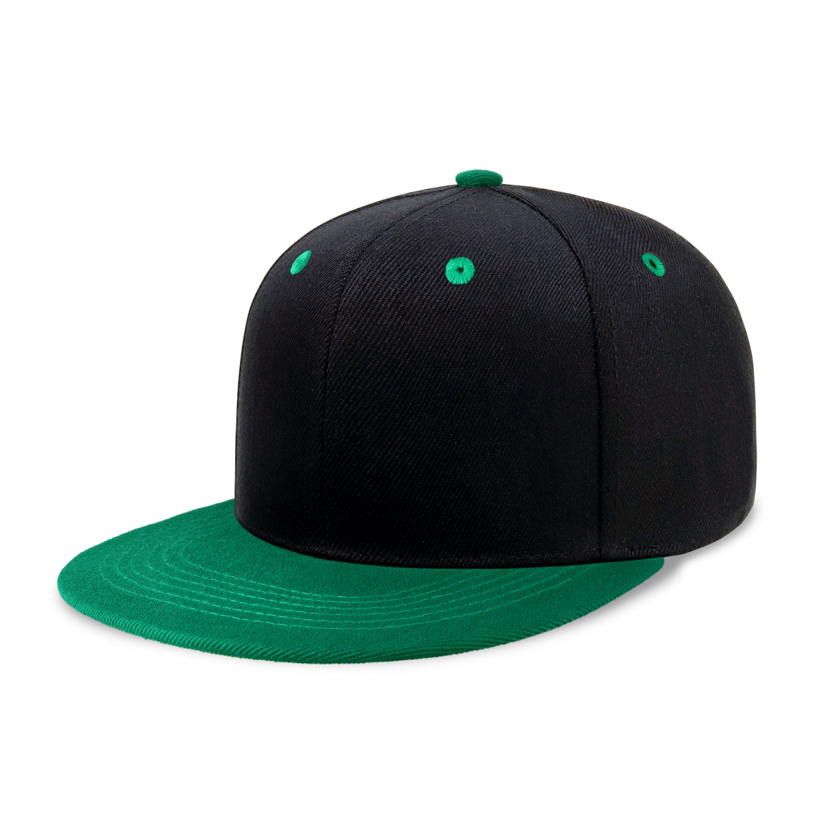 Black Green Plain Two Tone Snapback Hat
