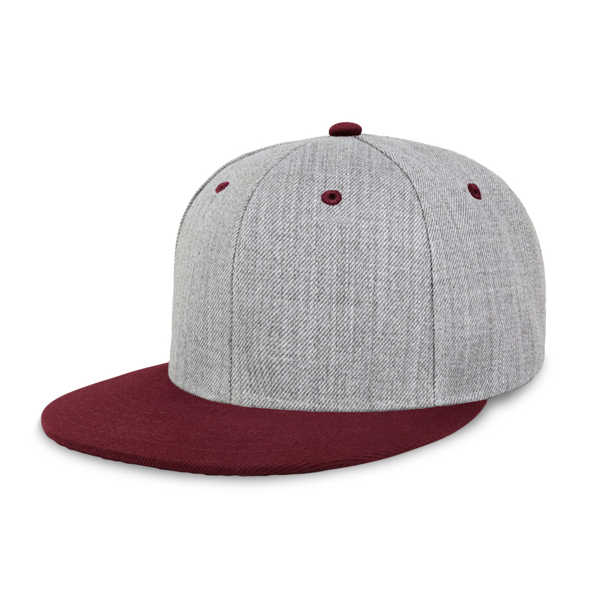 Burgundy Plain Heather Grey Snapback Hat