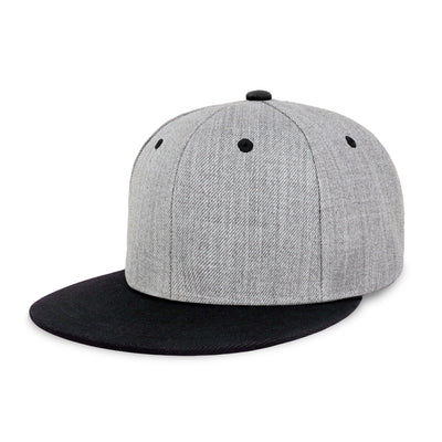 Two-Tone Heather Grey Flat Bill Snapback – Adjustable Street Style Cap
