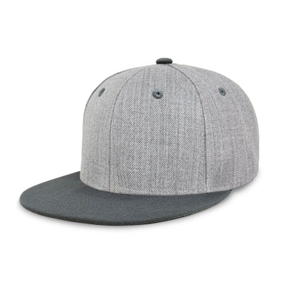 Two-Tone Heather Grey Flat Bill Snapback – Adjustable Street Style Cap