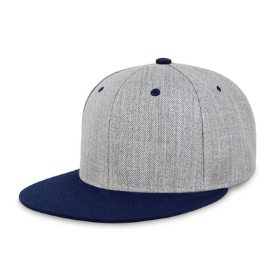 Two-Tone Heather Grey Flat Bill Snapback – Adjustable Street Style Cap