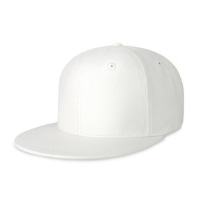 white Leather Flat Bill Snapback
