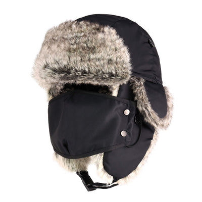 Waterproof Trapper Hat for Winter – Fur Lined Ushanka with Detachable Face Mask