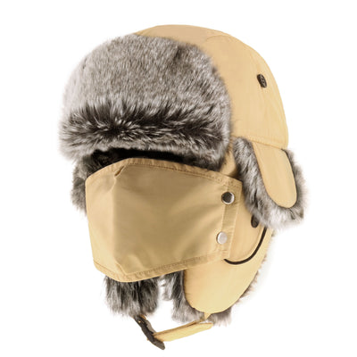 Waterproof Trapper Hat for Winter – Fur Lined Ushanka with Detachable Face Mask