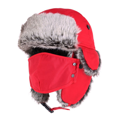Waterproof Trapper Hat for Winter – Fur Lined Ushanka with Detachable Face Mask
