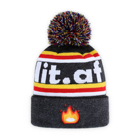 Black Design Pom Beanie