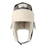 Plaid Trapper Hat for Winter – Sherpa Lined Hat with Detachable Face Mask